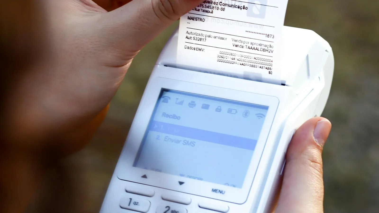 A purchase receipt printing from a payment terminal.