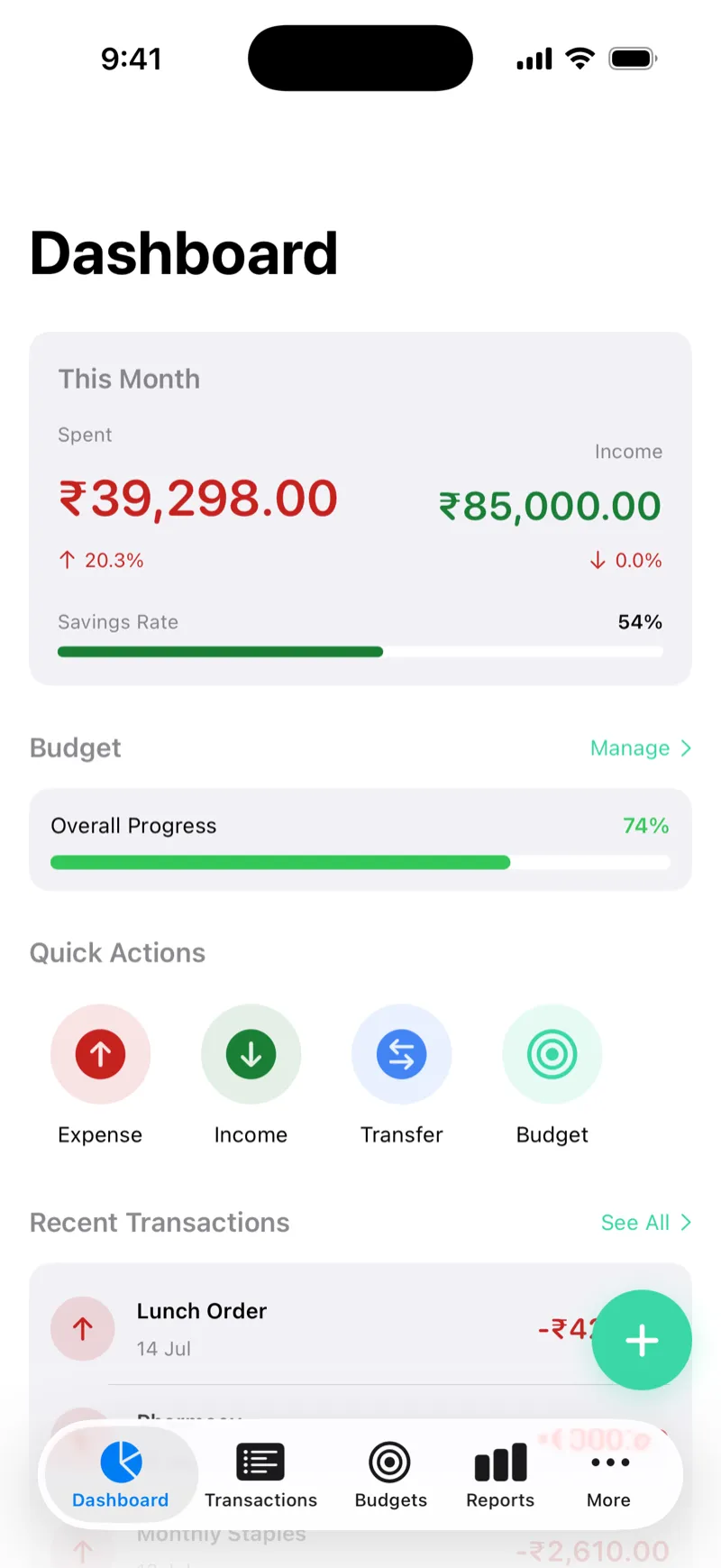 Vittora dashboard on iPhone