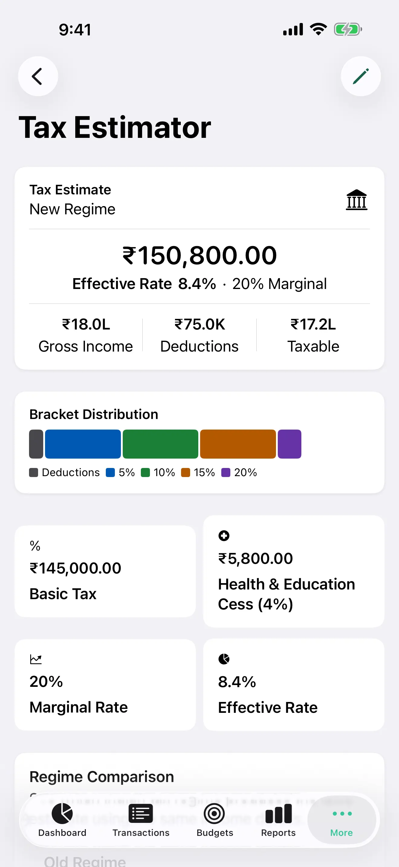India tax estimate on iPhone, in rupees, with the new-regime figure