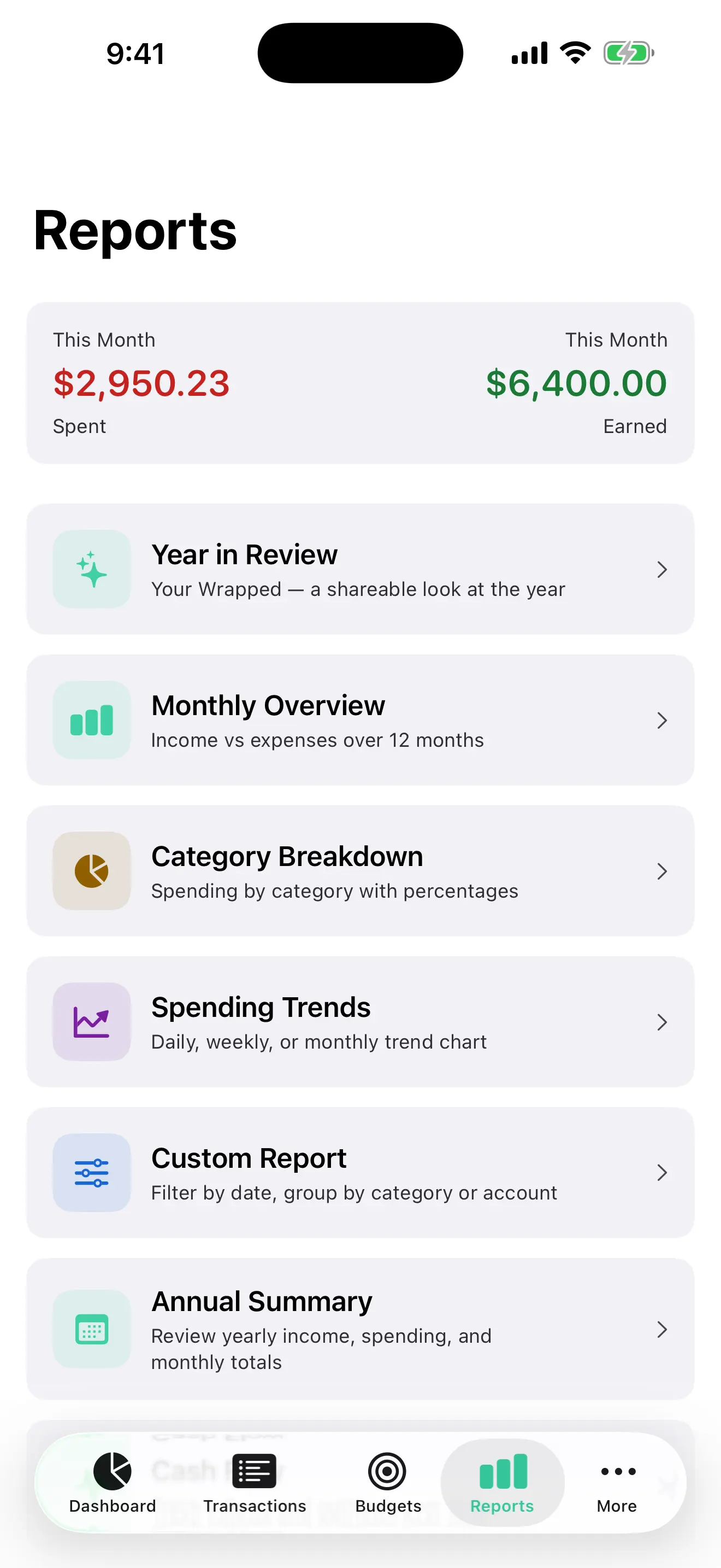 Vittora reports library on iPhone