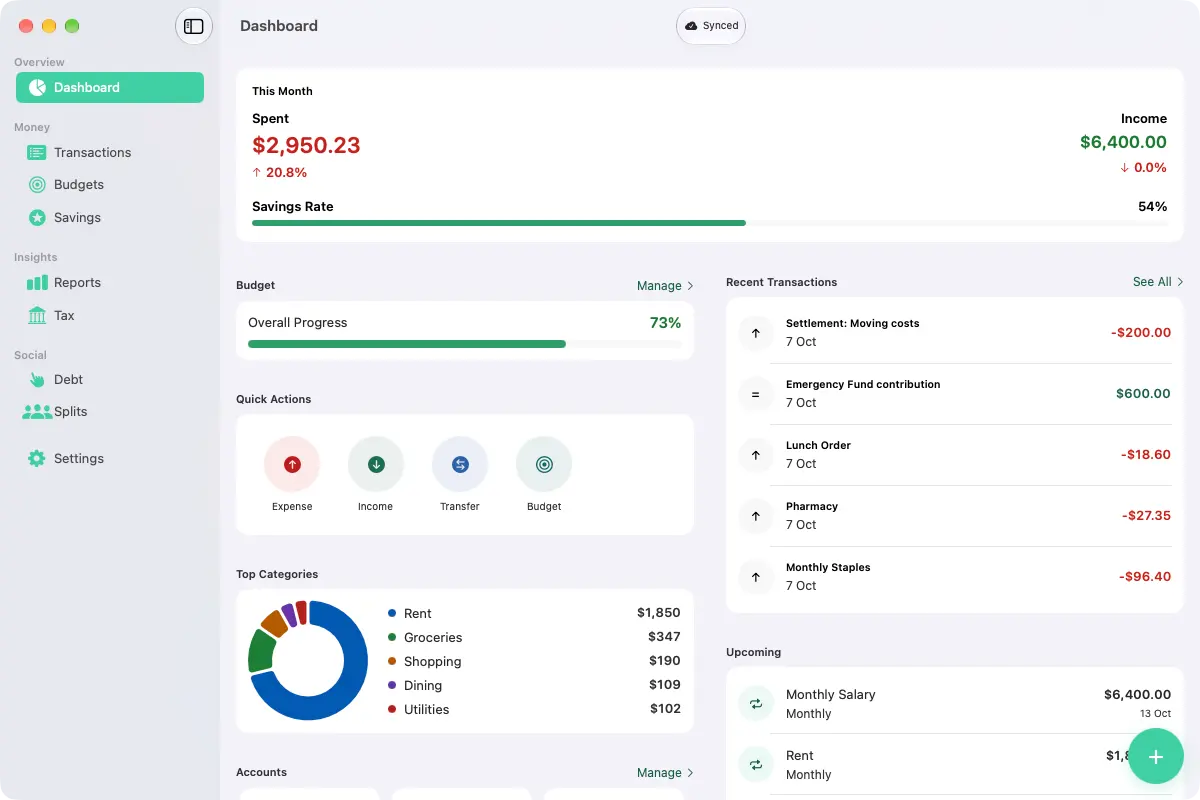 Vittora dashboard on Mac