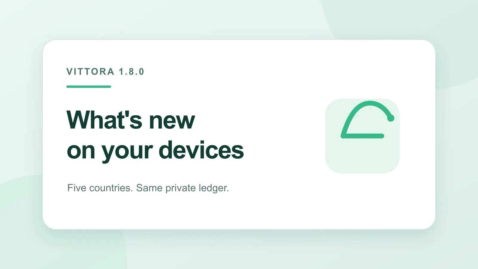 Editorial graphic reading What's new on your devices, for Vittora 1.8.0.